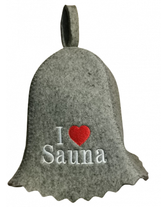 サウナハット - I Love Sauna 、ウール 100% サウナ用品