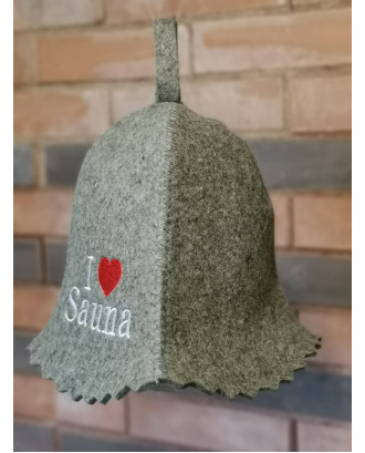 サウナハット - I Love Sauna 、ウール 100% サウナ用品