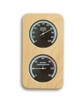 木製フレーム付きアナログサウナ温湿度計 Dostmann TFA 40.1004