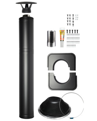 スチール製煙突 Harvia 1500、バレルサウナキット付き、ブラック 薪サウナストーブ