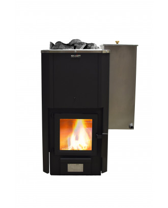 サウナヒーター Skamet – P-11640 PRV、給湯器 - 右、ガラス付き 薪サウナストーブ