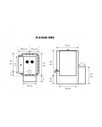サウナヒーター Skamet – P-21640 VRV、温水器 - 左、ガラス付き 薪サウナストーブ