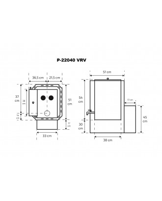 サウナヒーター Skamet – P-22040 VRV、温水ヒーター - 、ガラス付き 薪サウナストーブ