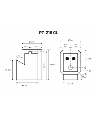 サウナヒーター Skamet – PT-216 GL、ガラス付き 薪サウナストーブ