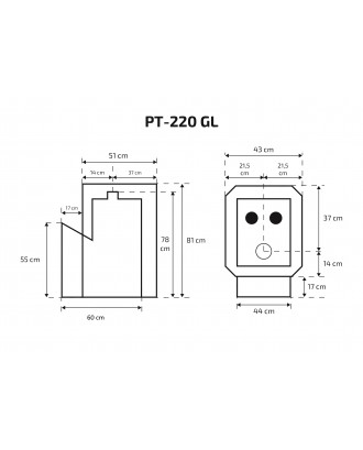 サウナヒーター Skamet – PT-220 GL、ガラス付き 薪サウナストーブ